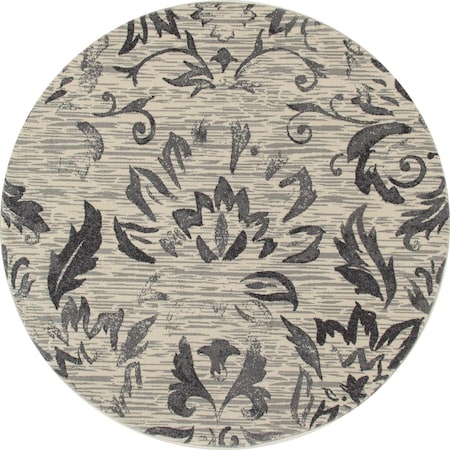 Art Carpet 8 Ft. Bastille Collection Faded Beauty Woven Round Area Rug, Light Gray 841864110820